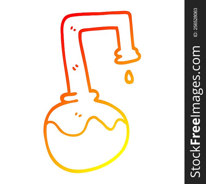 warm gradient line drawing of a cartoon bubbling chemicals