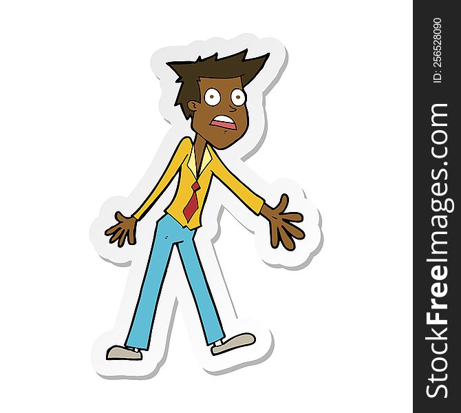 Sticker Of A Cartoon Stressed Man