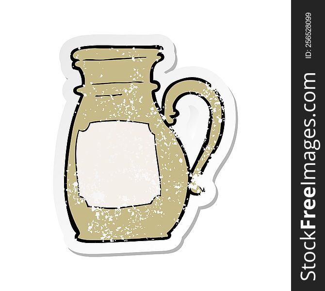 retro distressed sticker of a cartoon jug