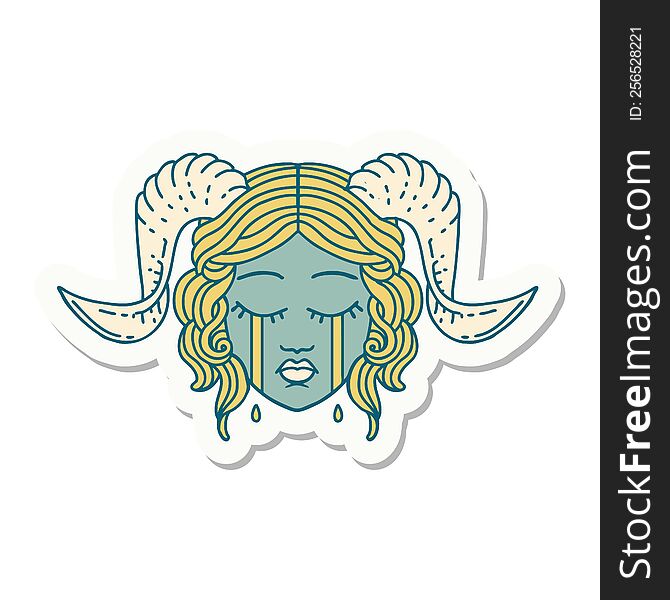 Crying Tiefling Character Face Sticker