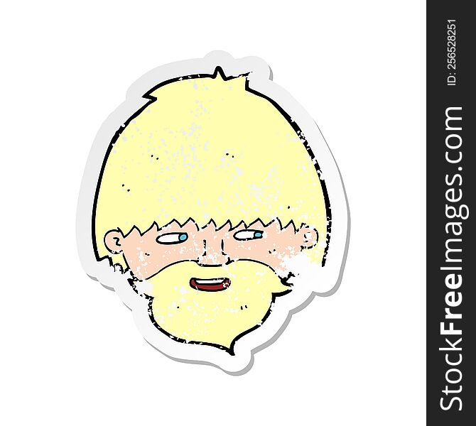 Retro Distressed Sticker Of A Cartoon Bearded Man