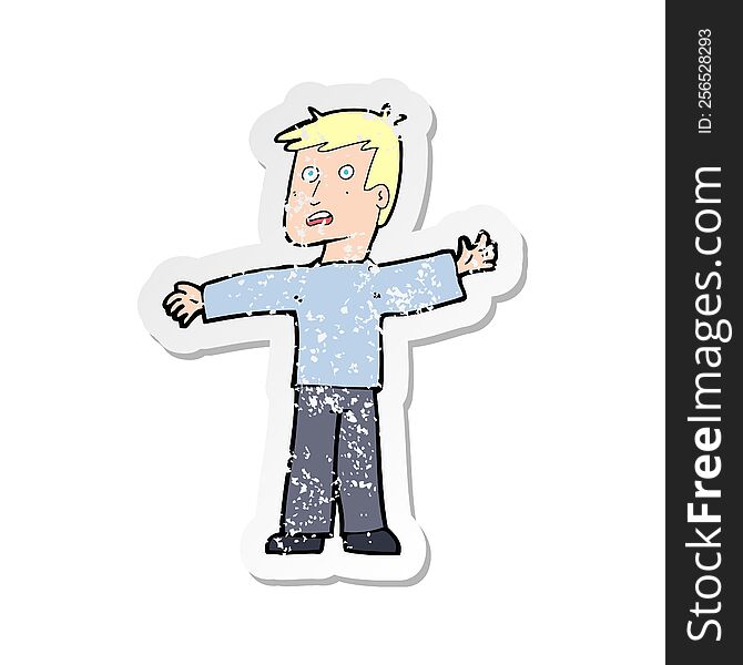 Retro Distressed Sticker Of A Cartoon Surprised Man
