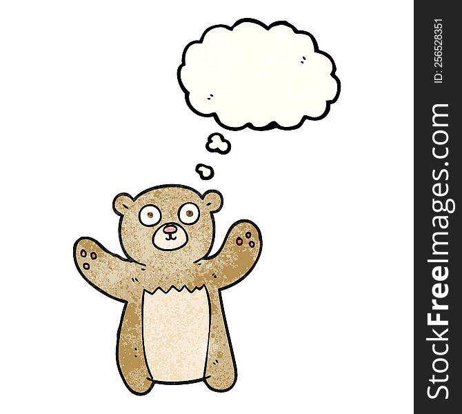 freehand drawn thought bubble textured cartoon teddy bear