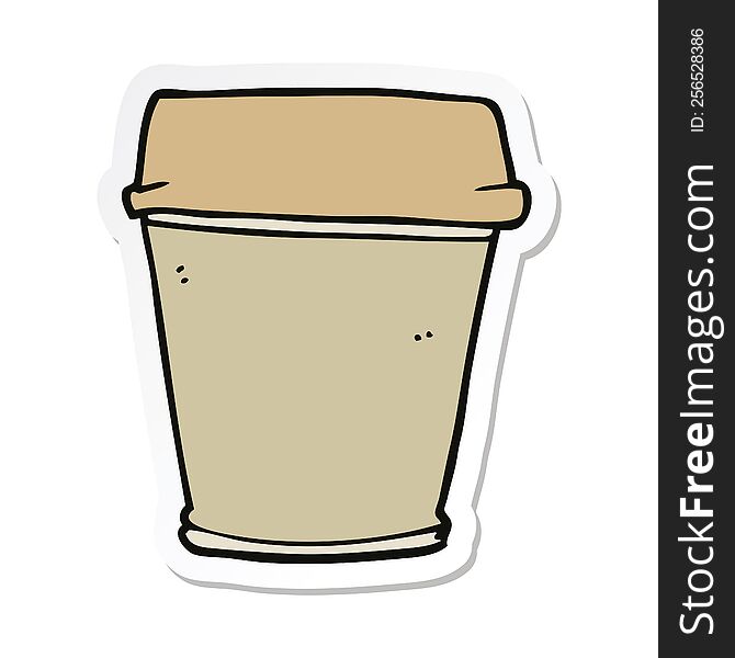 sticker of a cartoon take out coffee