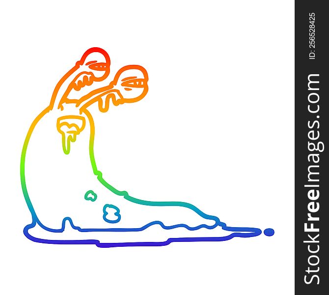 Rainbow Gradient Line Drawing Gross Cartoon Slug