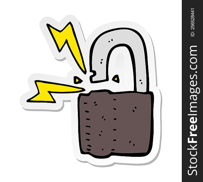 sticker of a cartoon padlock symbol