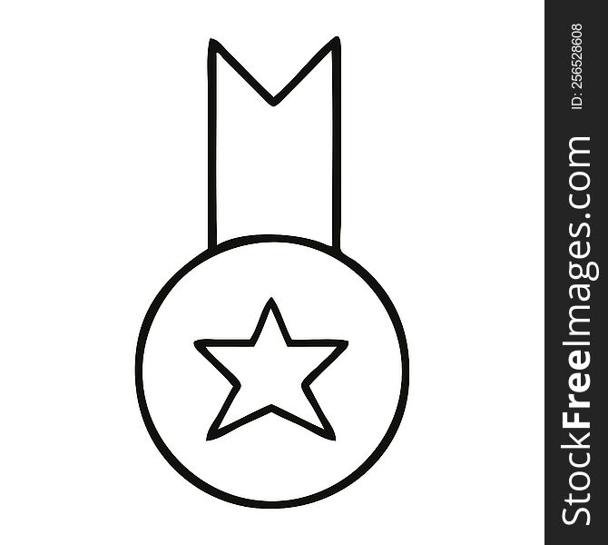 Line Drawing Cartoon Gold Medal