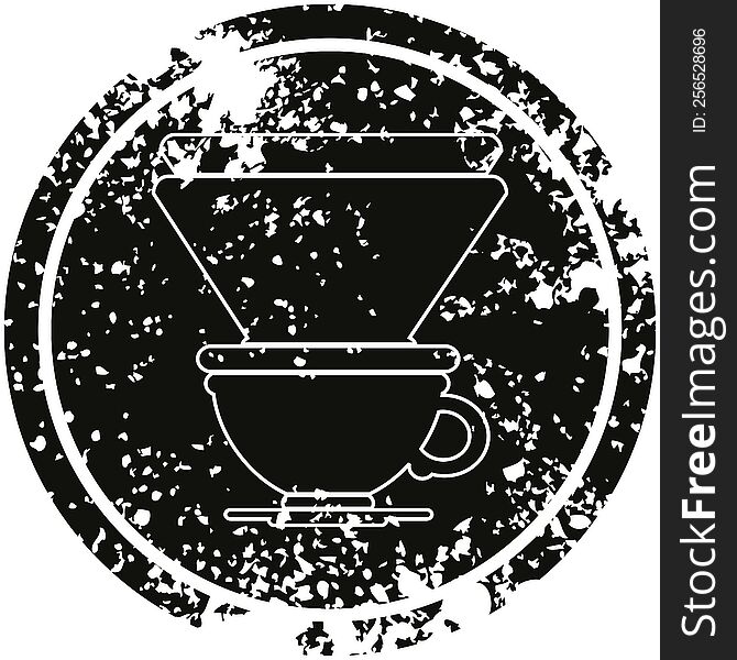 coffee filter cup circular distressed symbol