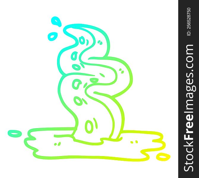 cold gradient line drawing of a cartoon spooky tentacle