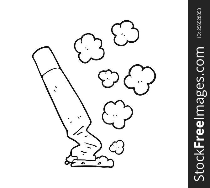 freehand drawn black and white cartoon cigarette