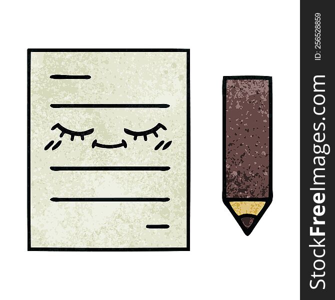 retro grunge texture cartoon of a test paper