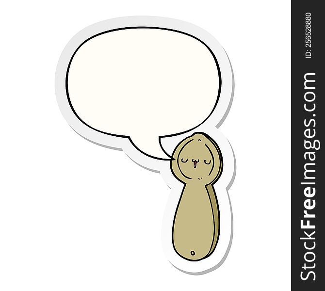 cartoon spoon with speech bubble sticker. cartoon spoon with speech bubble sticker