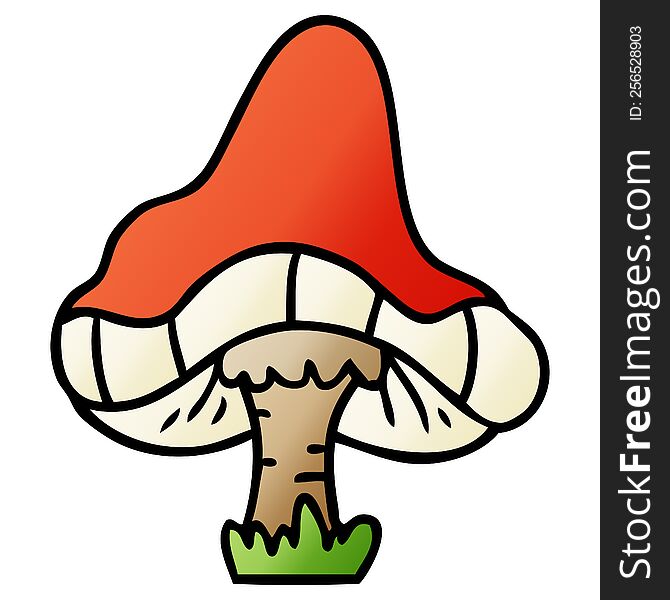 hand drawn gradient cartoon doodle of a single mushroom