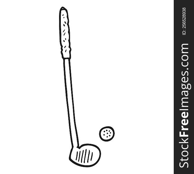 black and white cartoon golf club