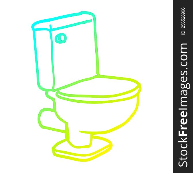 Cold Gradient Line Drawing Cartoon Closed Toilet
