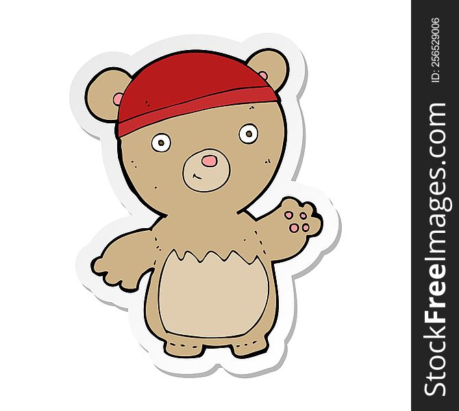 Sticker Of A Cartoon Teddy Bear Wearing Hat