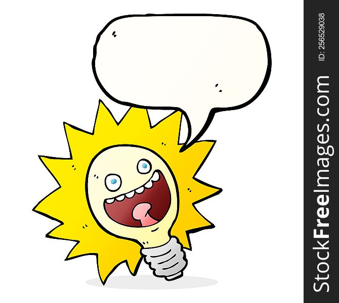 Cartoon Lightbulb With Speech Bubble