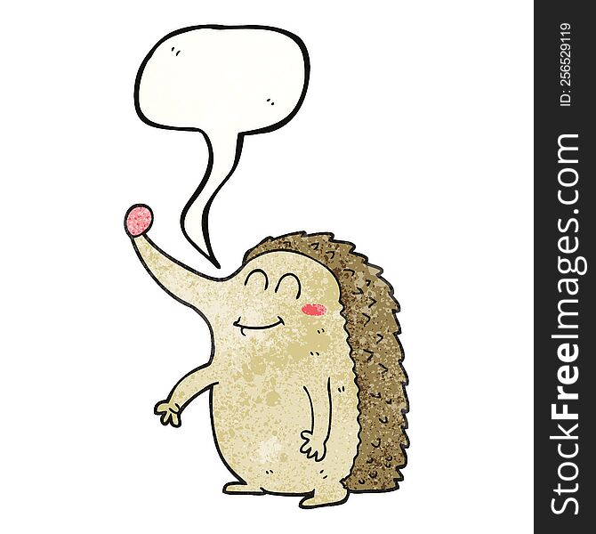 Speech Bubble Textured Cartoon Hedgehog