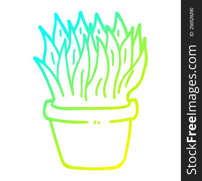 Cold Gradient Line Drawing Cartoon House Plant