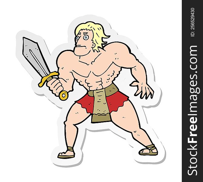 Sticker Of A Cartoon Fantasy Hero Man