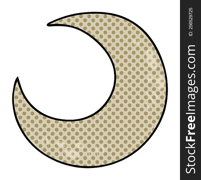 Quirky Comic Book Style Cartoon Crescent Moon