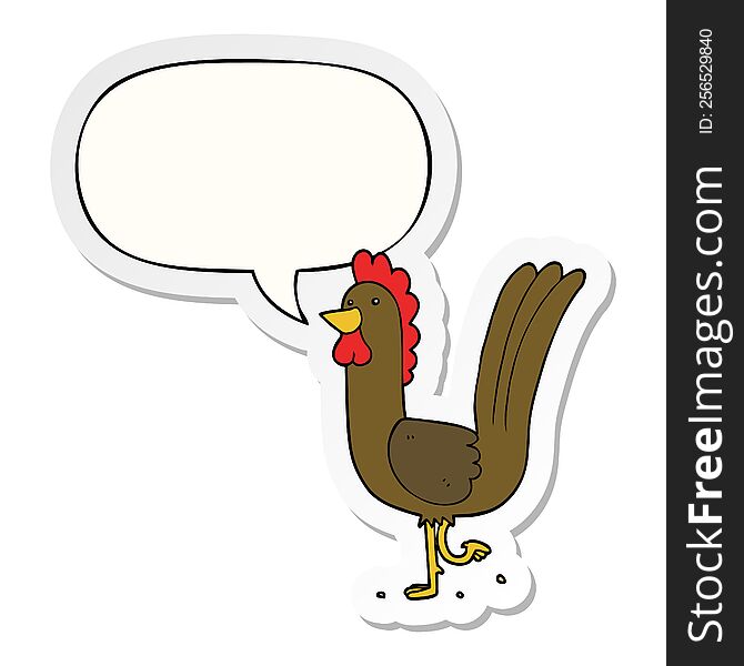 cartoon rooster and speech bubble sticker