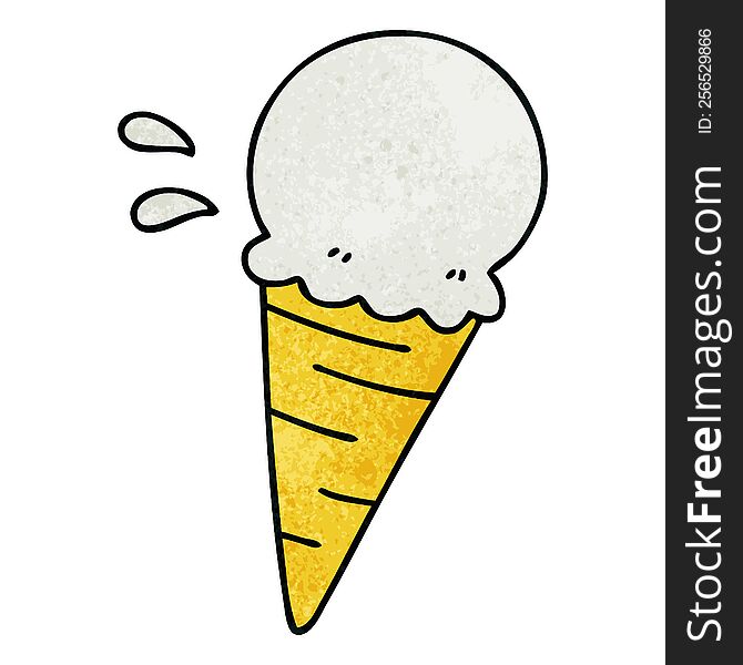 hand drawn quirky cartoon vanilla ice cream. hand drawn quirky cartoon vanilla ice cream