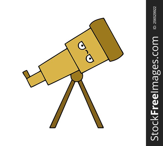 cute cartoon of a telescope. cute cartoon of a telescope