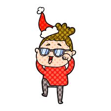 Comic Book Style Illustration Of A Happy Woman Wearing Spectacles Wearing Santa Hat Royalty Free Stock Photos Comic Book Style Illustration Of A Happy Woman Wearing Spectacles Wearing Santa Hat Royalty Free Stock Photos