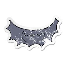 Distressed Sticker Of A Cartoon Vampire Bat Stock Photo