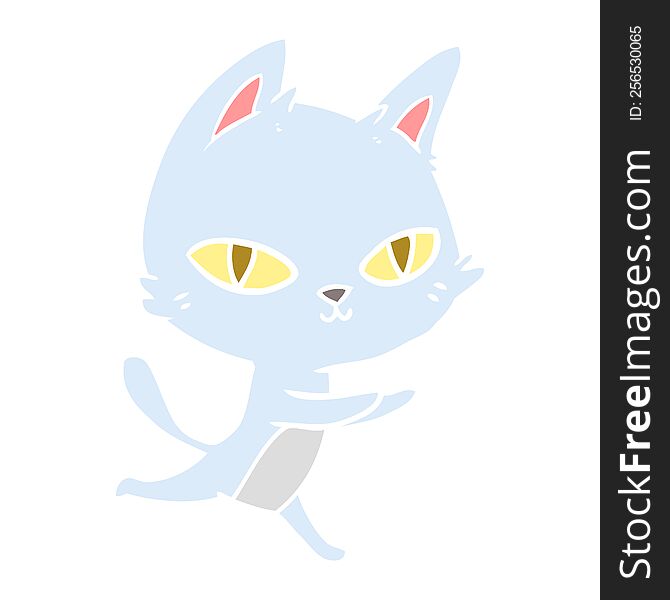 flat color style cartoon cat staring