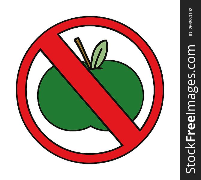 cute cartoon of a no fruit allowed sign