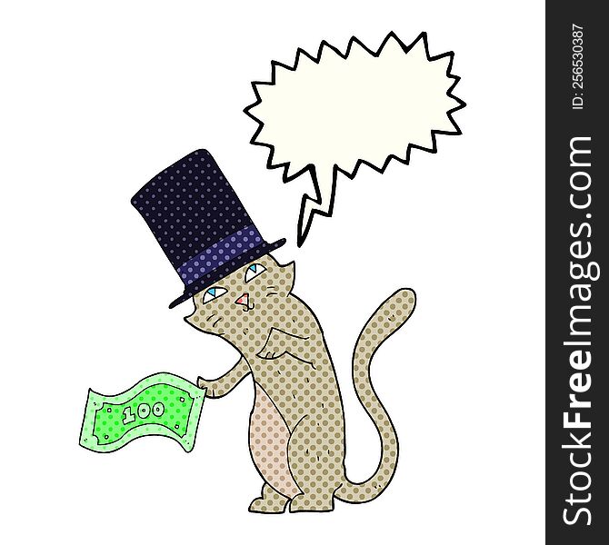 Comic Book Speech Bubble Cartoon Rich Cat