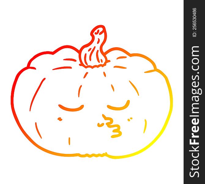Warm Gradient Line Drawing Cartoon Pumpkin