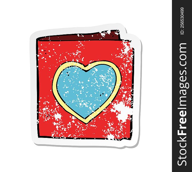 retro distressed sticker of a cartoon love heart card