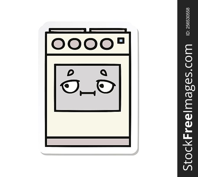 Sticker Of A Cute Cartoon Kitchen Oven