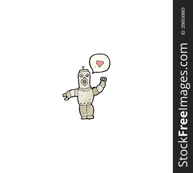 cartoon retro robot in love