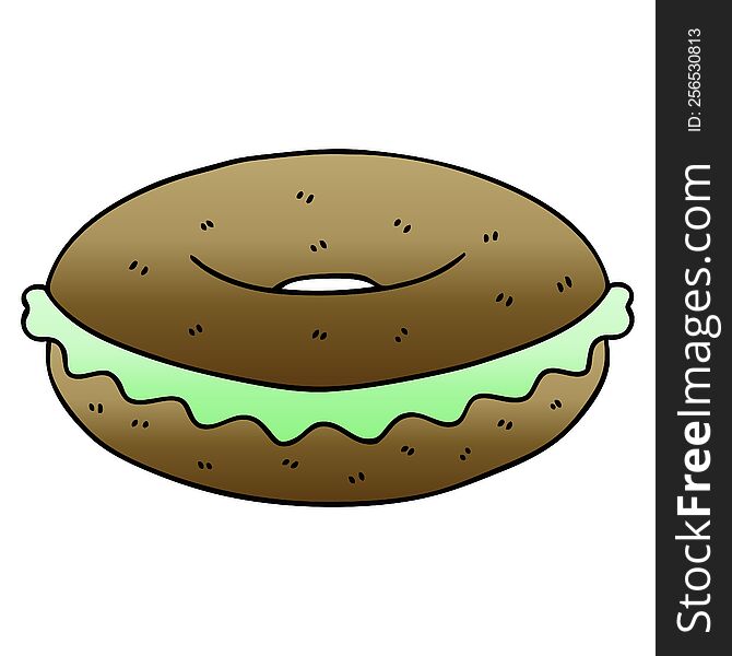 Quirky Gradient Shaded Cartoon Bagel