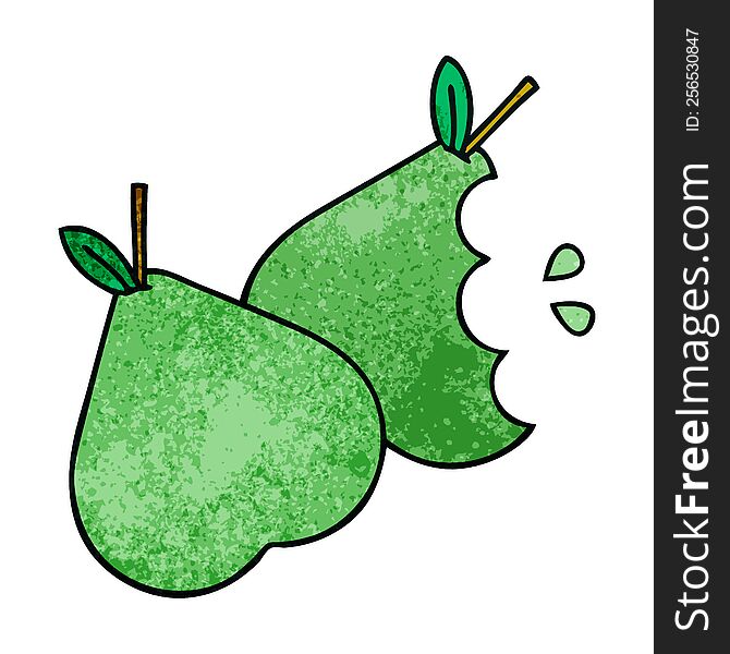 retro grunge texture cartoon of a green pear