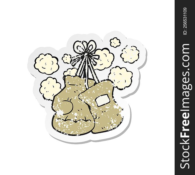 retro distressed sticker of a cartoon boxing old gloves