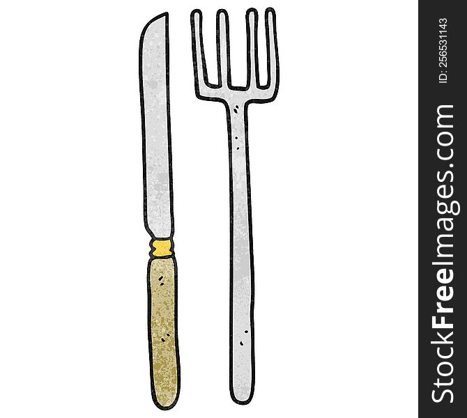 Textured Cartoon Knife And Fork