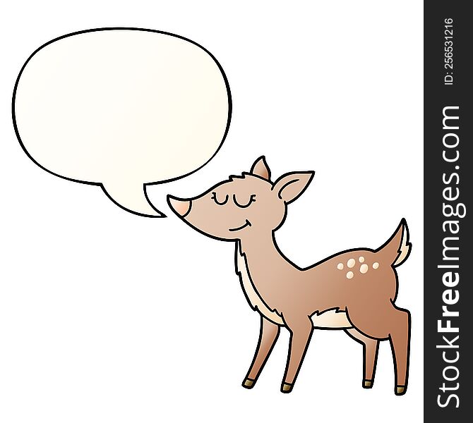 cartoon deer with speech bubble in smooth gradient style