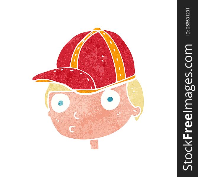 Cartoon Curious Boy Wearing Cap