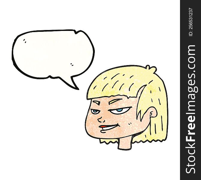 freehand speech bubble textured cartoon mean looking girl