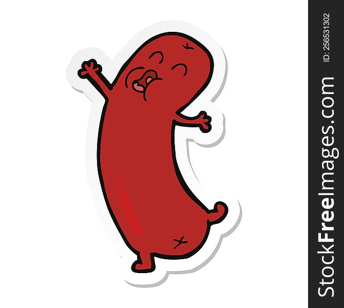 Sticker Of A Cartoon Dancing Sausage