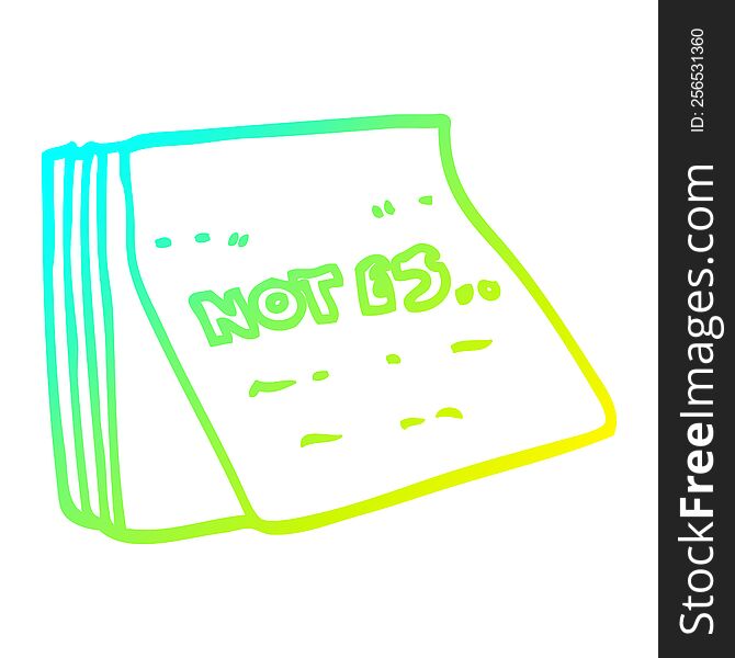 cold gradient line drawing of a cartoon note pad