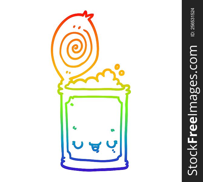 Rainbow Gradient Line Drawing Cartoon Canned Food
