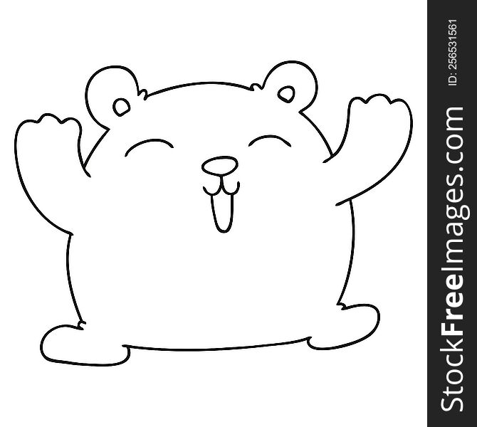 Quirky Line Drawing Cartoon Funny Bear
