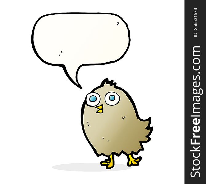 Cartoon Happy Bird With Speech Bubble