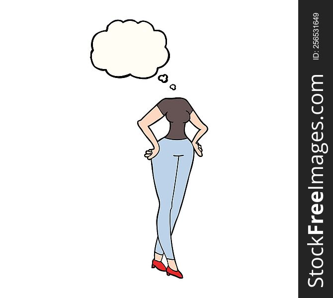 freehand drawn thought bubble cartoon headless body (add own photographs